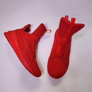 Puma X Fenty Sneakers Womens 7.5 Red High Tongue Trainer By Rihanna Slip On